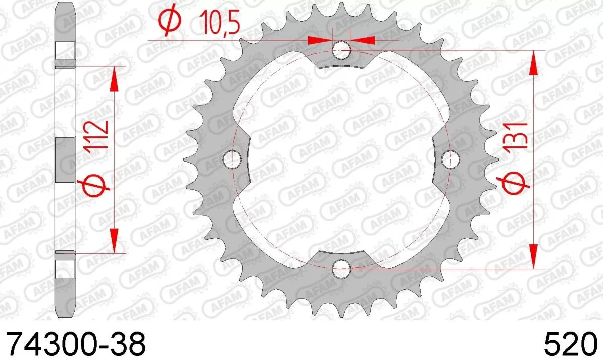 AFAM Sprocket Rear Steel 38T - 520