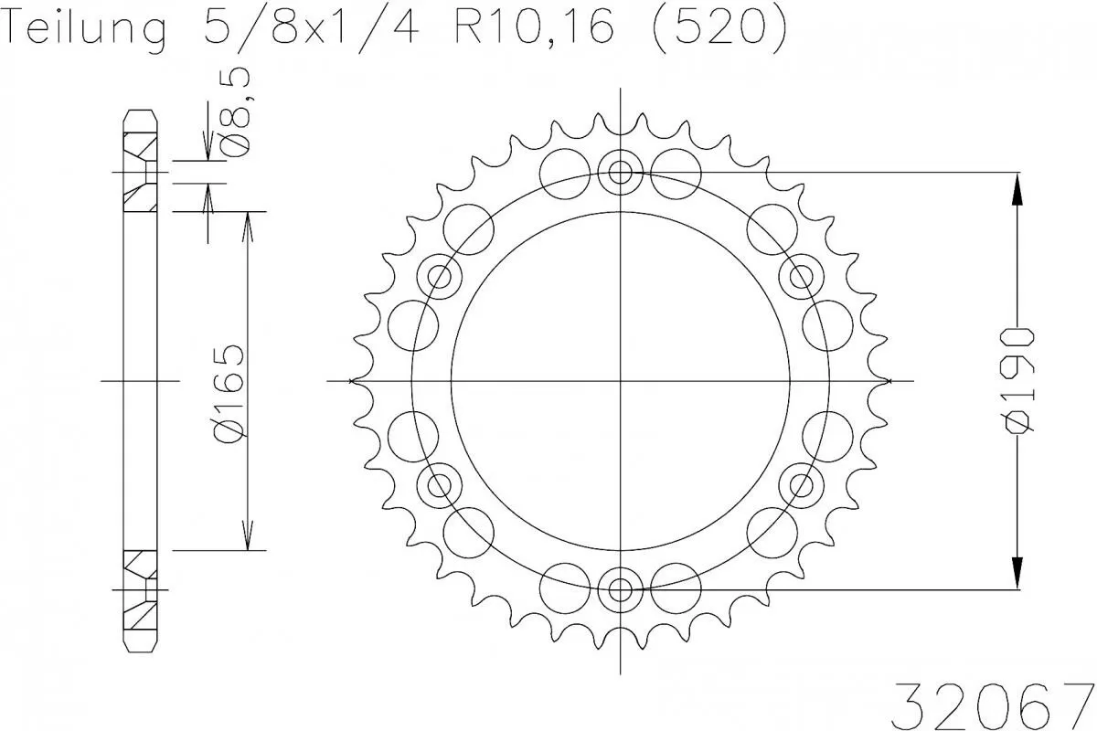 Esjot Sprocket Rear Steel 45T - 520