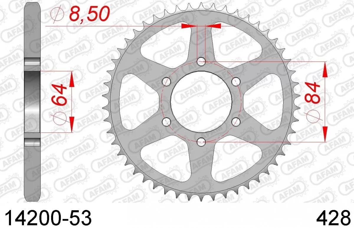 AFAM Sprocket Rear Steel 53T - 428