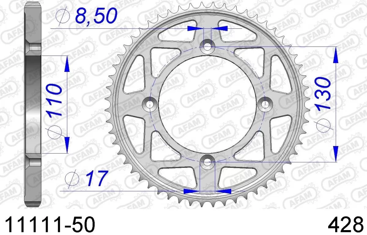 AFAM Sprocket Rear Aluminium 50T - 428