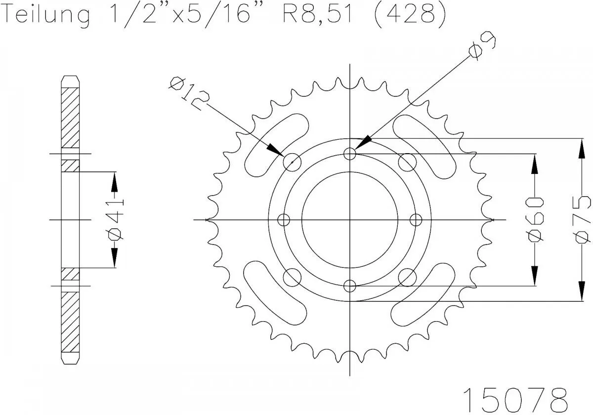 Esjot Sprocket Rear Steel 39T - 428