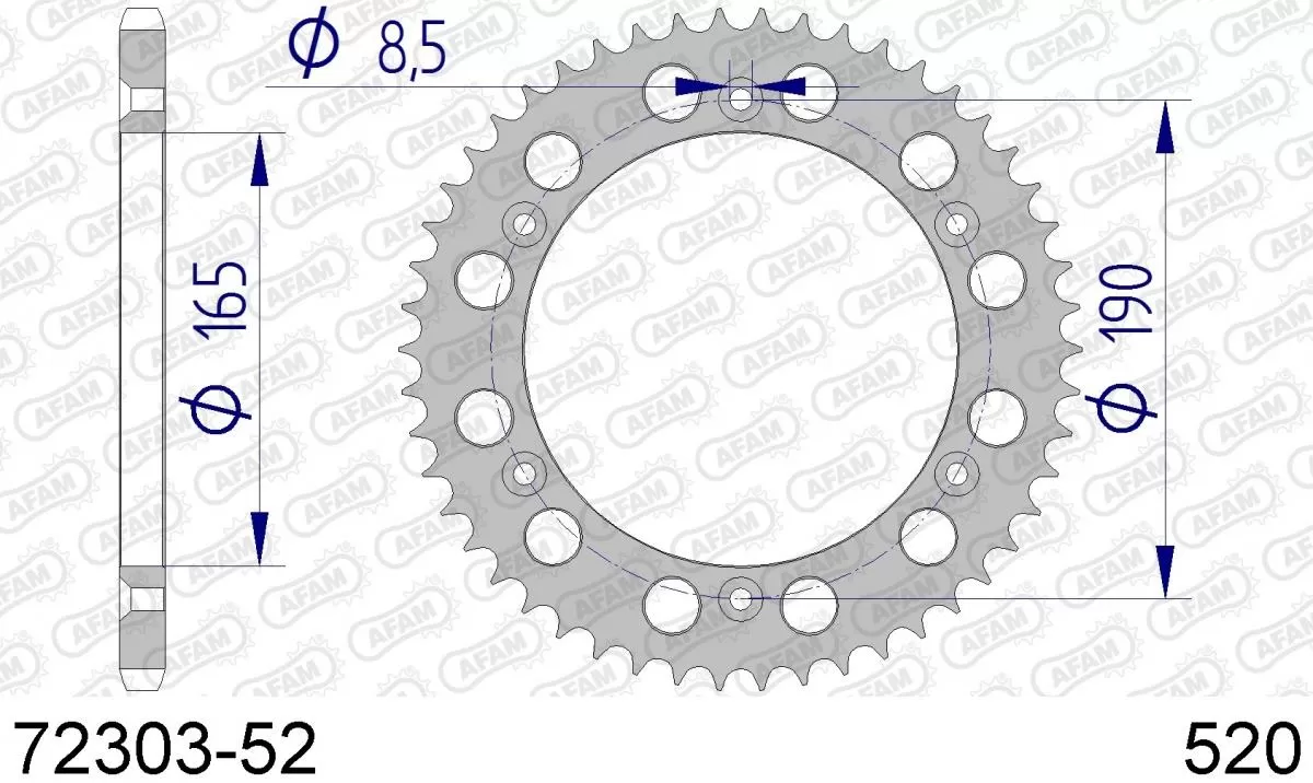 AFAM Sprocket Rear Aluminium 52T - 520