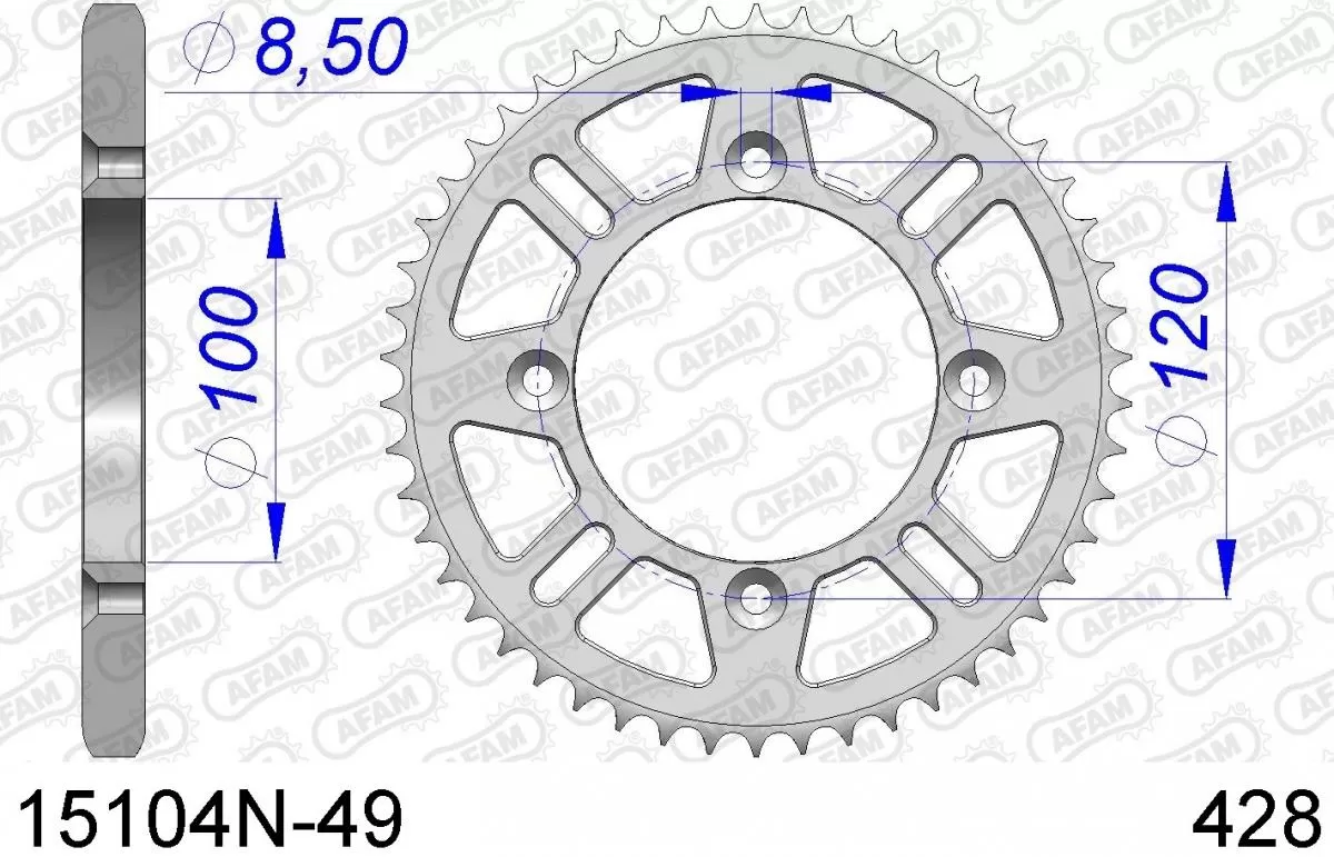 AFAM Sprocket Rear Aluminium 49T - 428