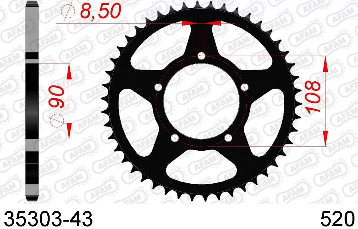 AFAM Sprocket Rear Steel 43T - 520