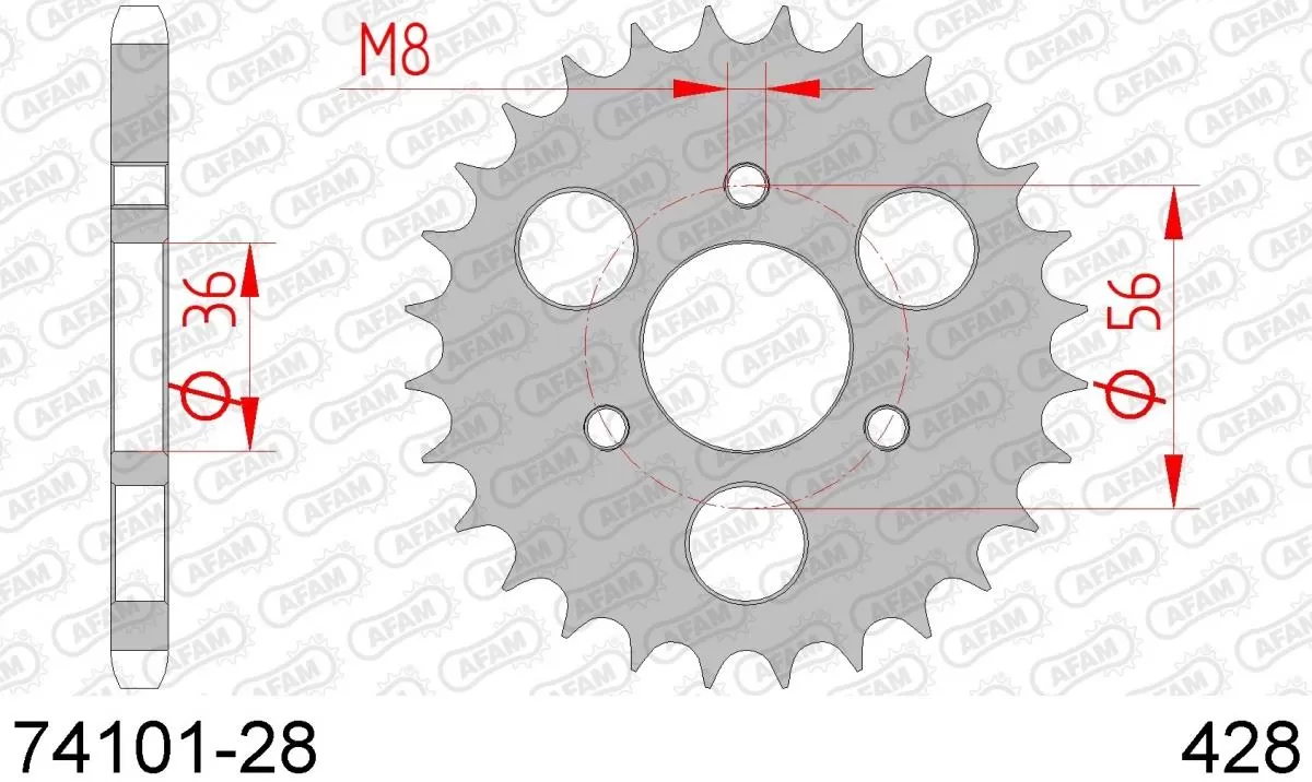 AFAM Sprocket Rear Steel 28T - 428