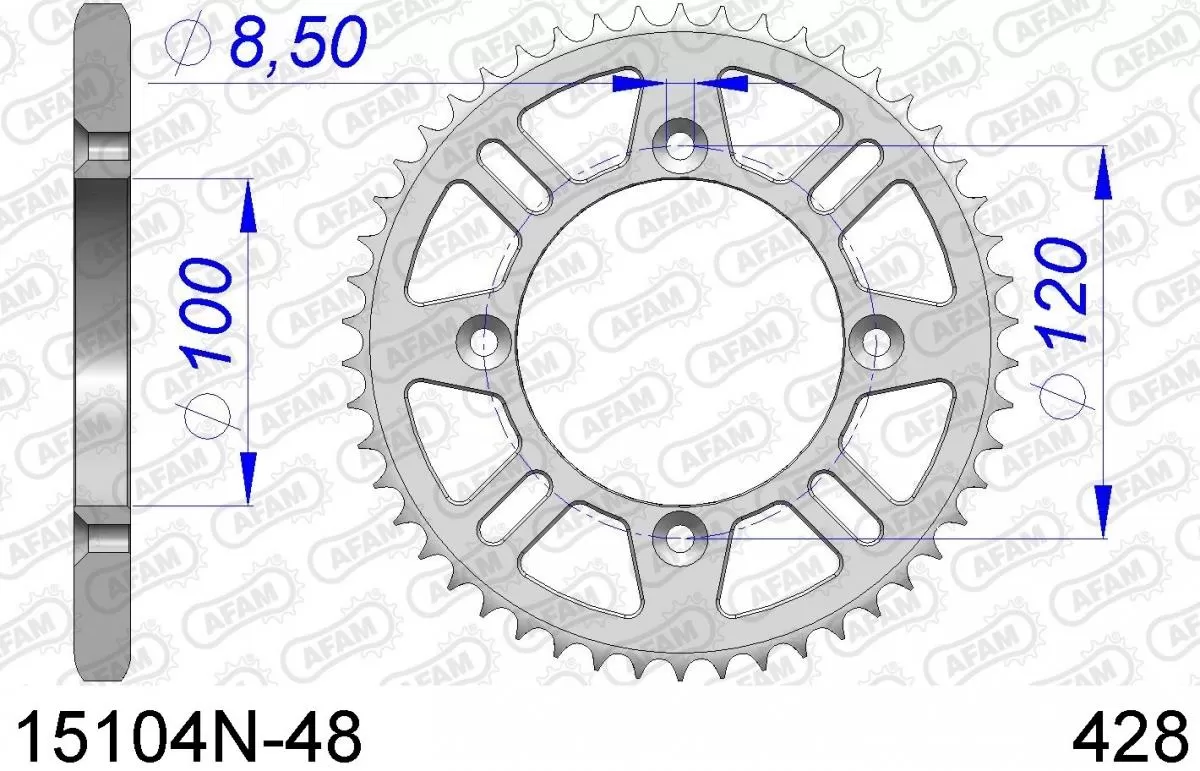 AFAM Sprocket Rear Aluminium 48T - 428