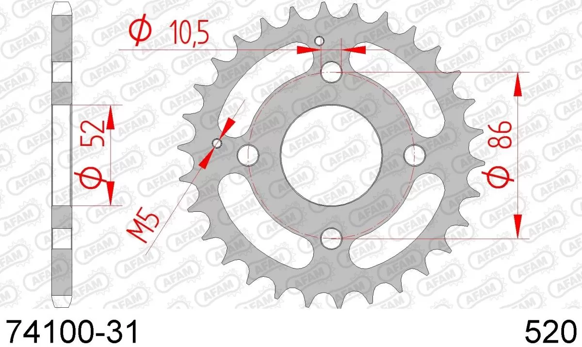 AFAM Sprocket Rear Steel 31T - 520