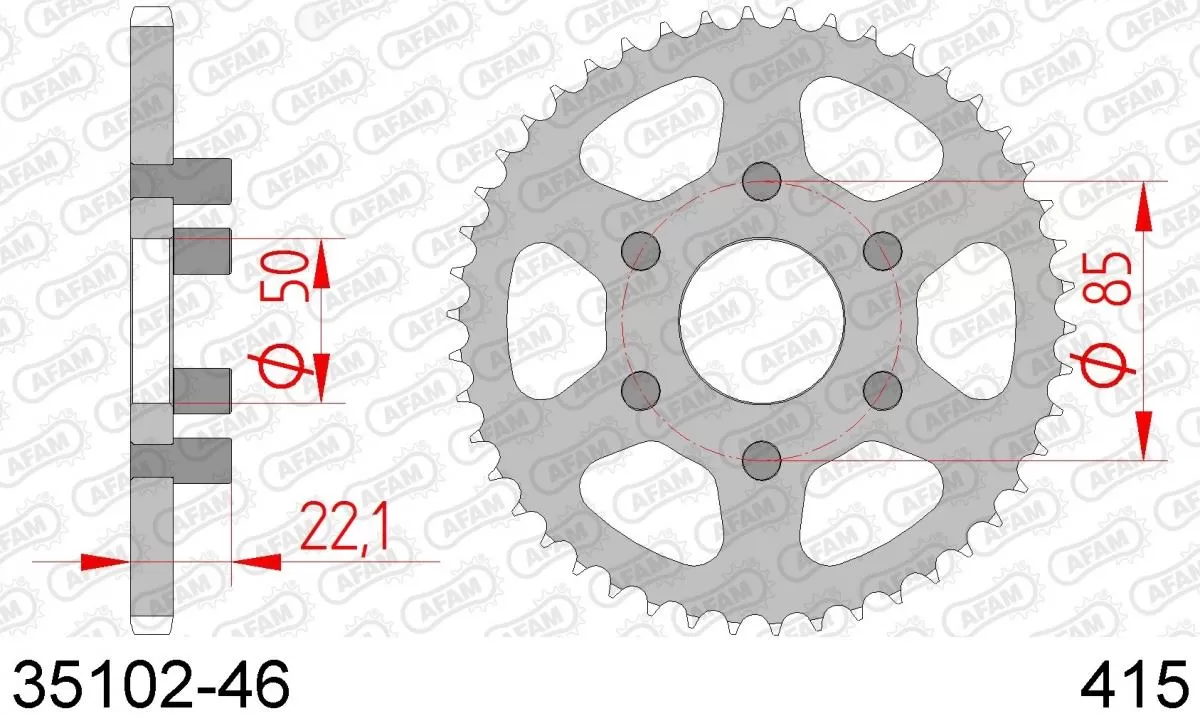 AFAM Sprocket Rear Steel 46T - 415