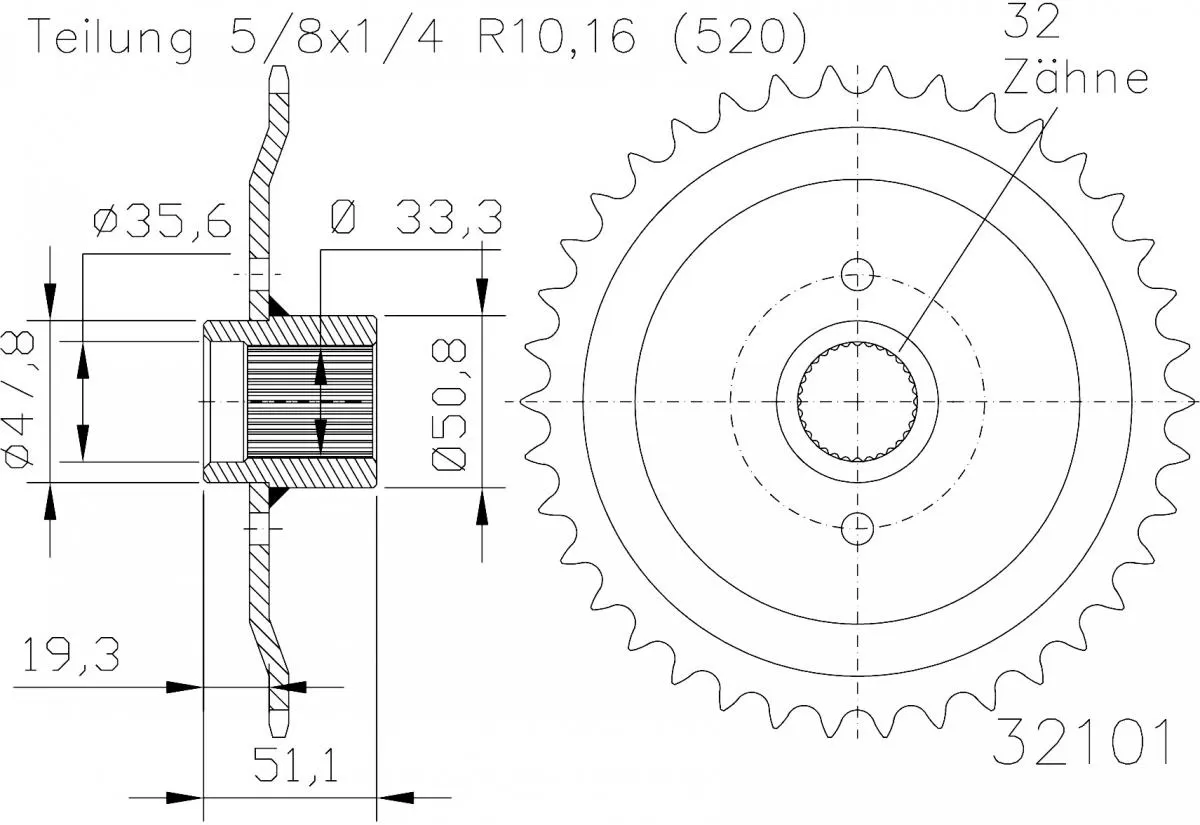 Esjot Sprocket Rear Steel 38T - 520