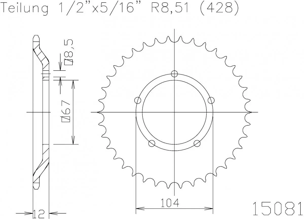 Esjot Sprocket Rear Steel 55T - 428