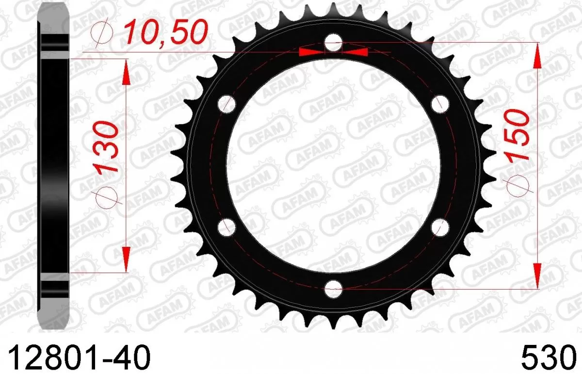 AFAM Sprocket Rear Steel 40T - 530