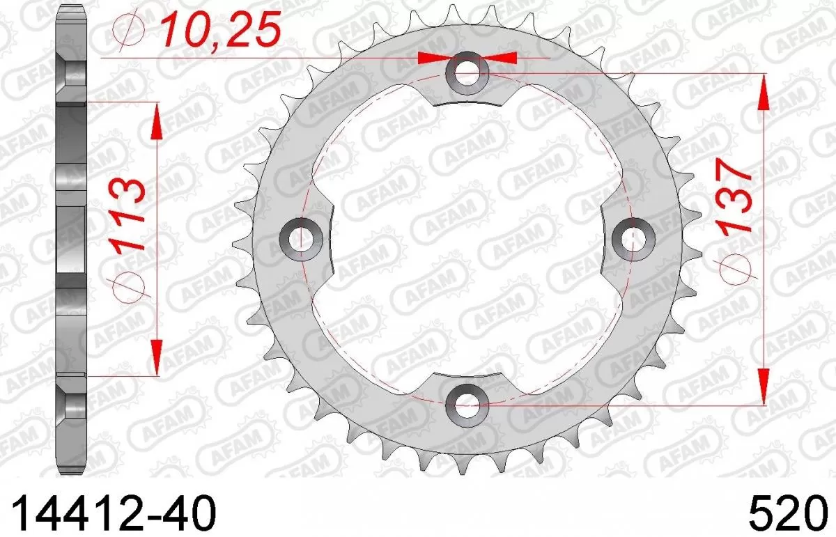 AFAM Sprocket Rear Steel 40T - 520