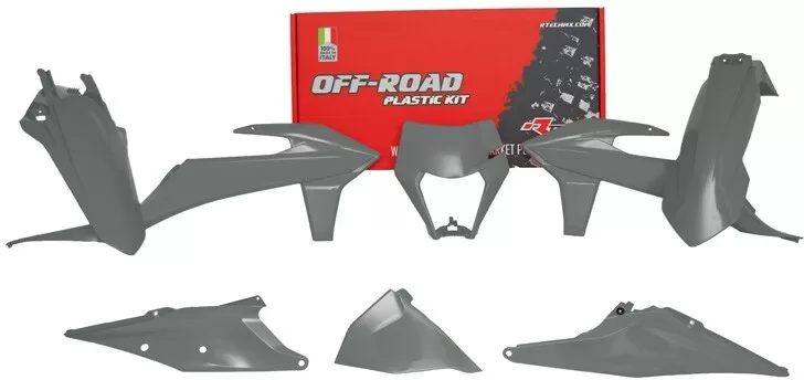 Rtech 6-Piece Plastics Kit with Headlight Mask KTM Quantum Grey
