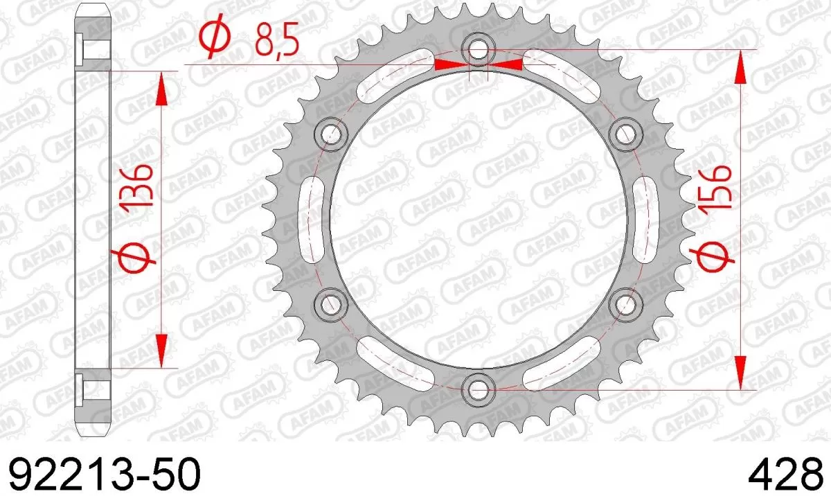 AFAM Sprocket Rear Steel 50T - 428