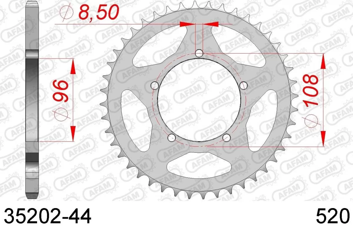 AFAM Sprocket Rear Steel 44T - 520