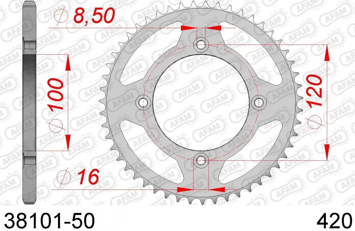 AFAM Sprocket Rear Steel 50T - 420