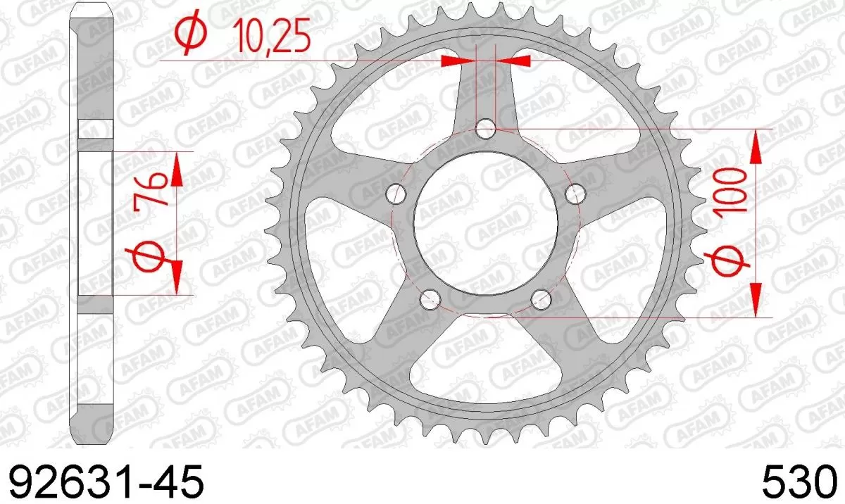 AFAM Sprocket Rear Steel 45T - 530