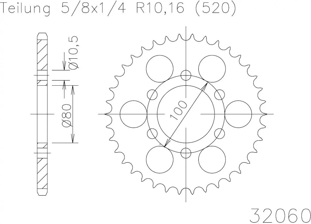 Esjot Sprocket Rear Steel 32T - 520