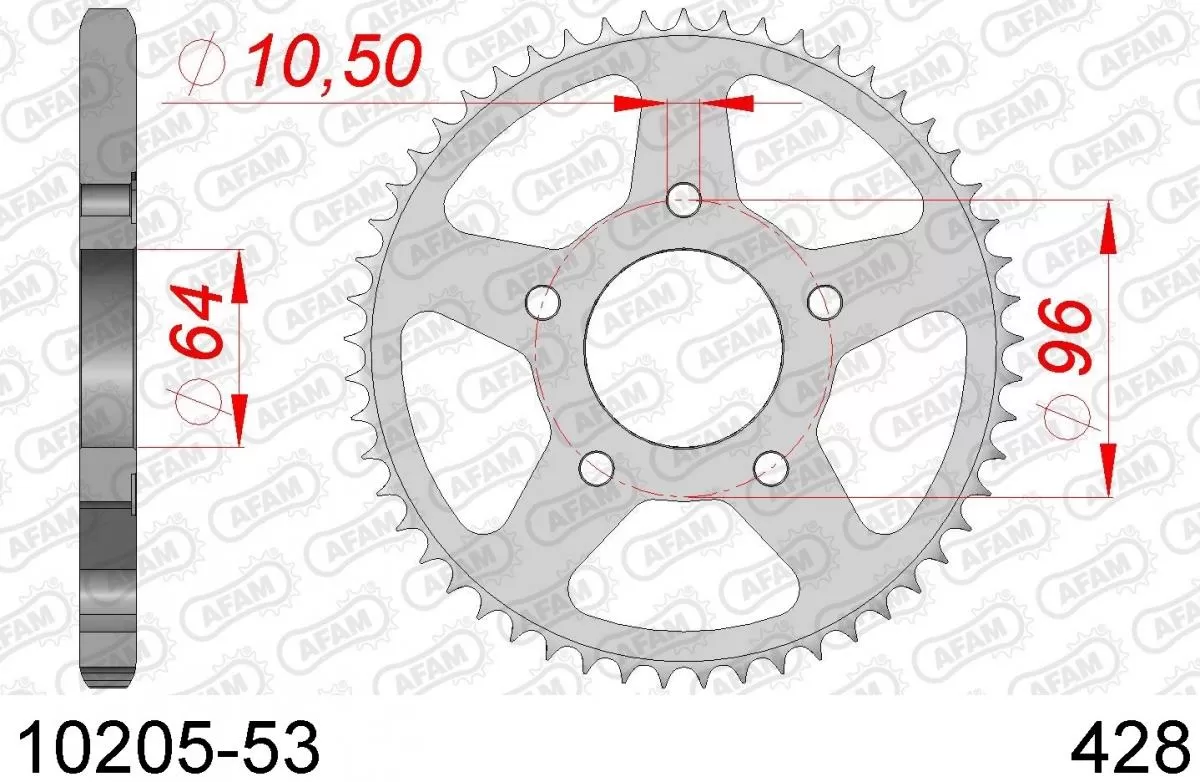 AFAM Sprocket Rear Steel 53T - 428