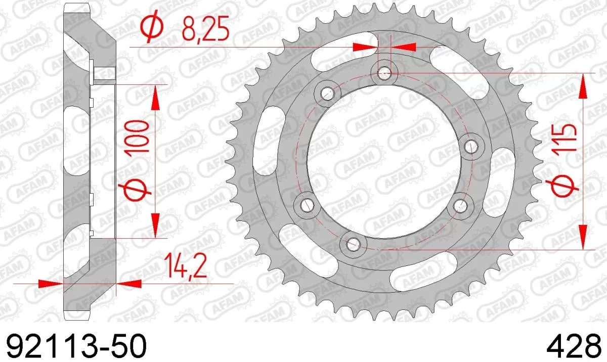 AFAM Sprocket Rear Steel 50T - 428