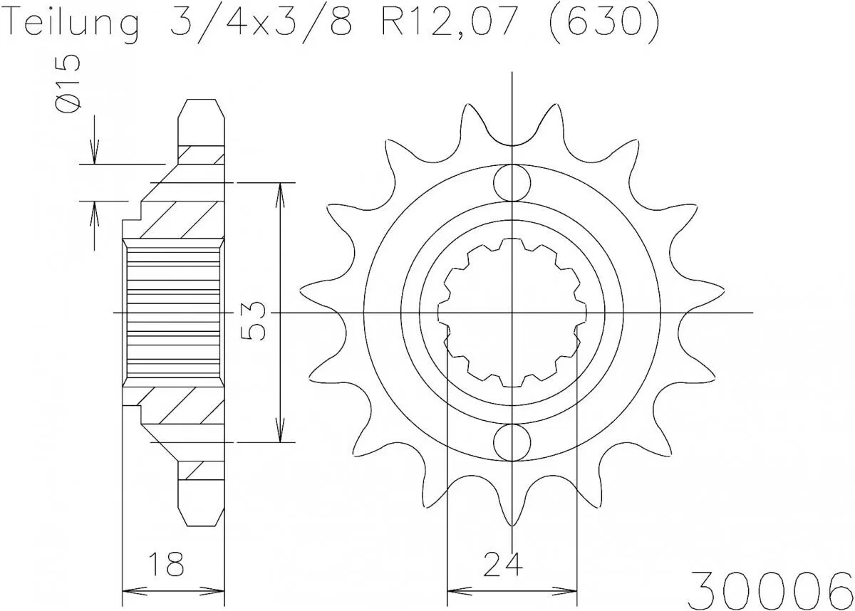 Esjot Sprocket Front 15T - 630