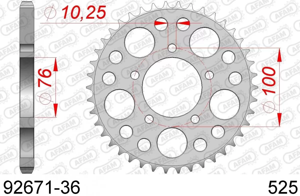 AFAM Sprocket Rear Steel 36T - 525