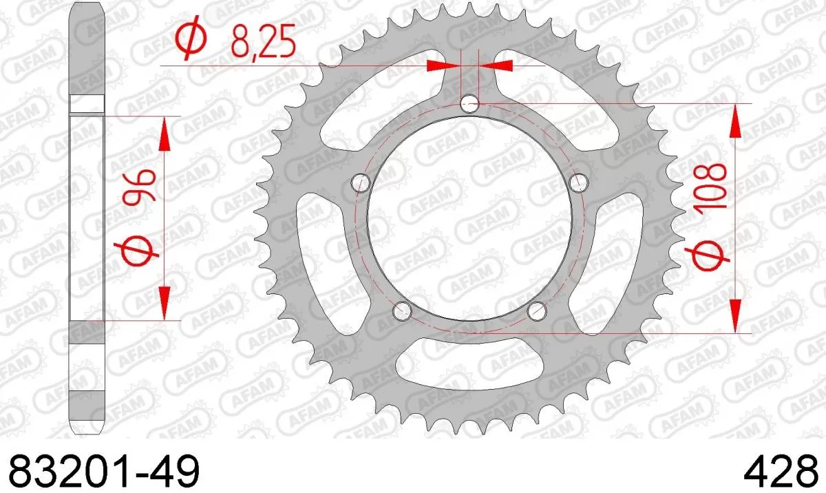 AFAM Sprocket Rear Steel 49T - 428