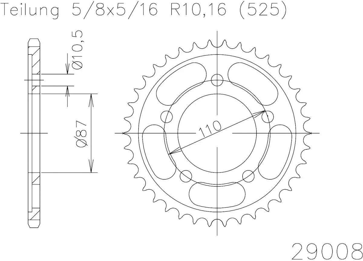 Esjot Sprocket Rear Steel 46T - 525