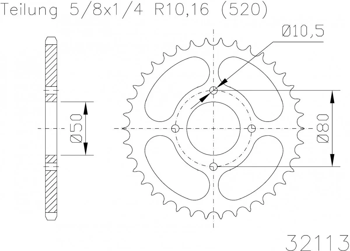 Esjot Sprocket Rear Steel 32T - 520