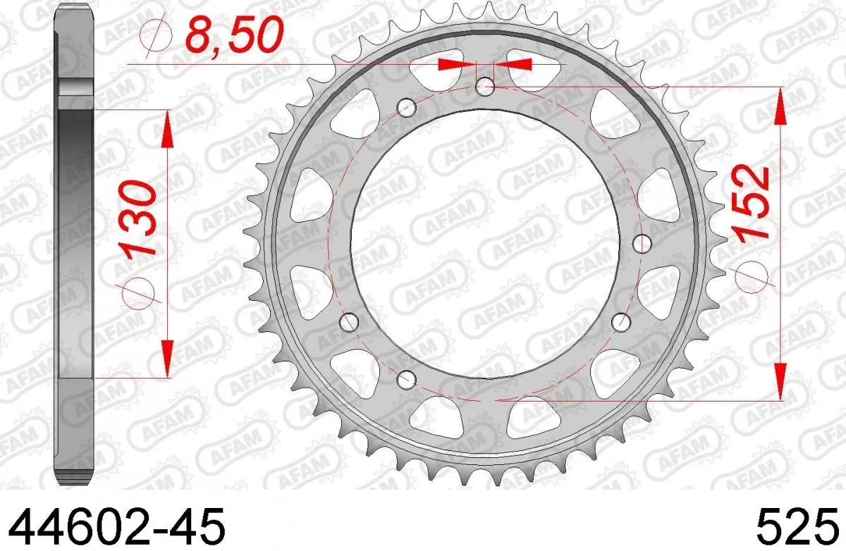 AFAM Sprocket Rear Steel 45T - 525