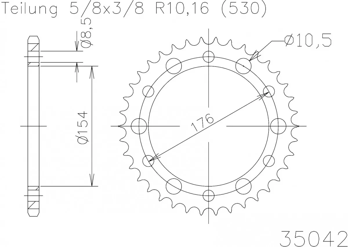 Esjot Sprocket Rear Steel 43T - 530