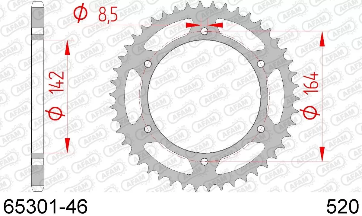 AFAM Sprocket Rear Steel 46T - 520