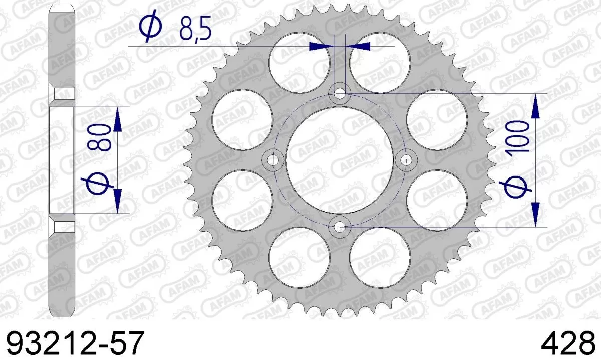 AFAM Sprocket Rear Aluminium 57T - 428