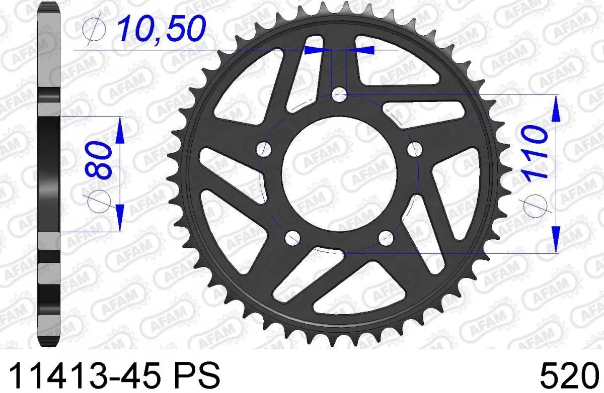 AFAM Sprocket Rear Aluminium 45T PS - 520