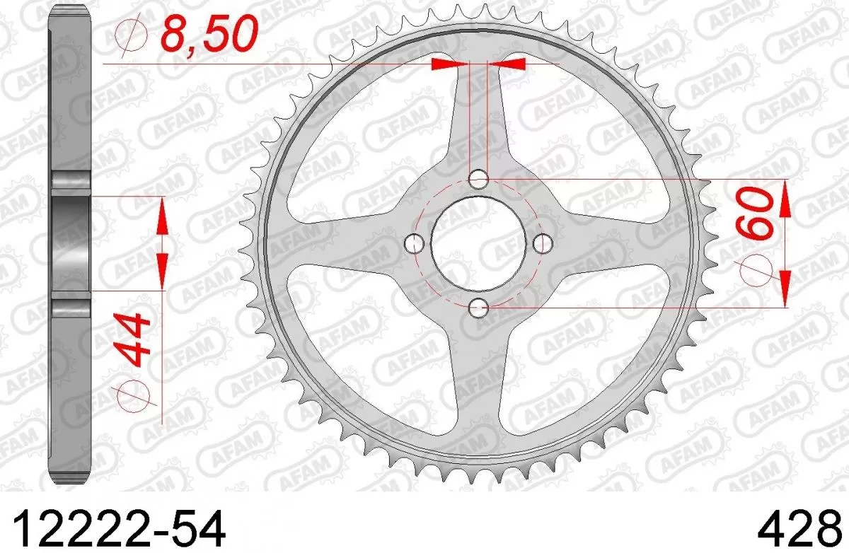AFAM Sprocket Rear Steel 54T - 428
