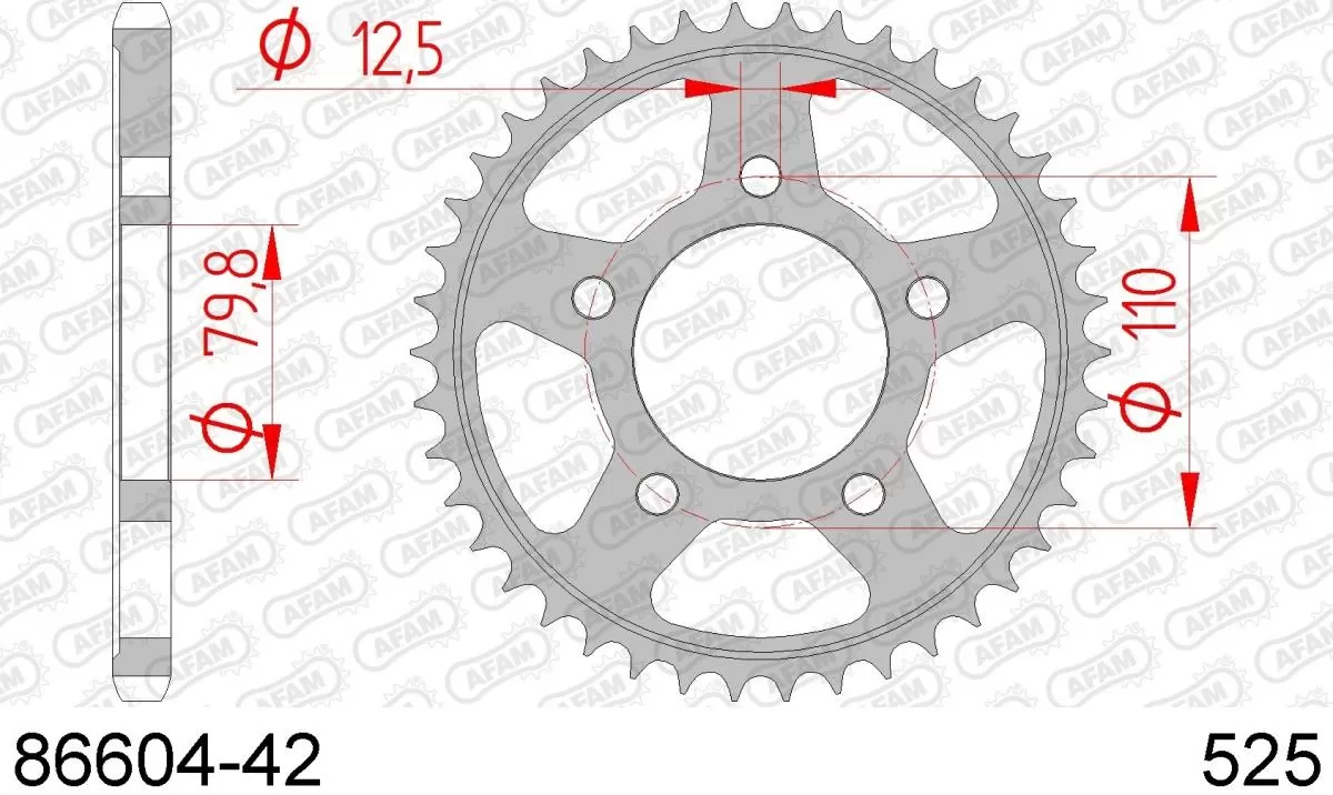 AFAM Sprocket Rear Steel 42T - 525