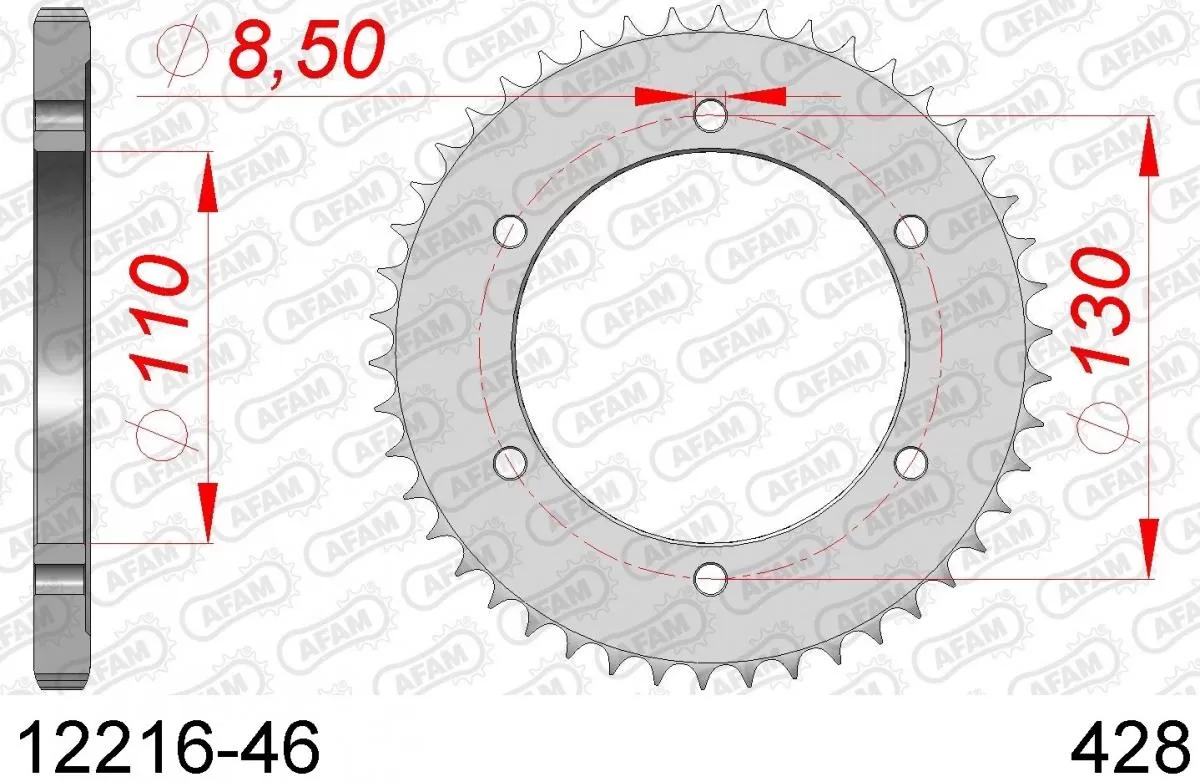 AFAM Sprocket Rear Steel 46T - 428
