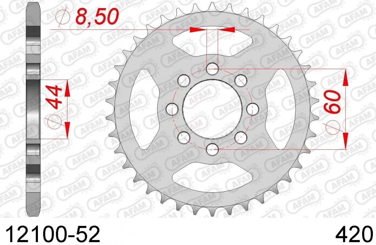 AFAM Sprocket Rear Steel 52T - 420