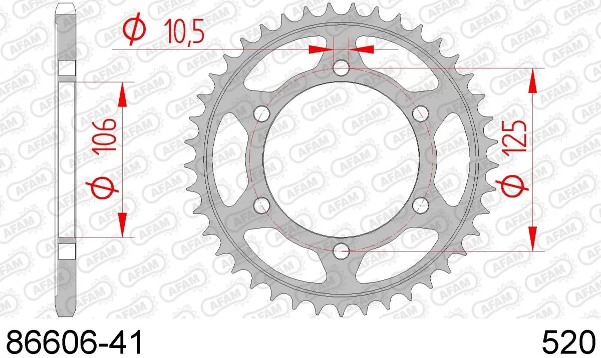 AFAM Sprocket Rear Steel 41T - 520