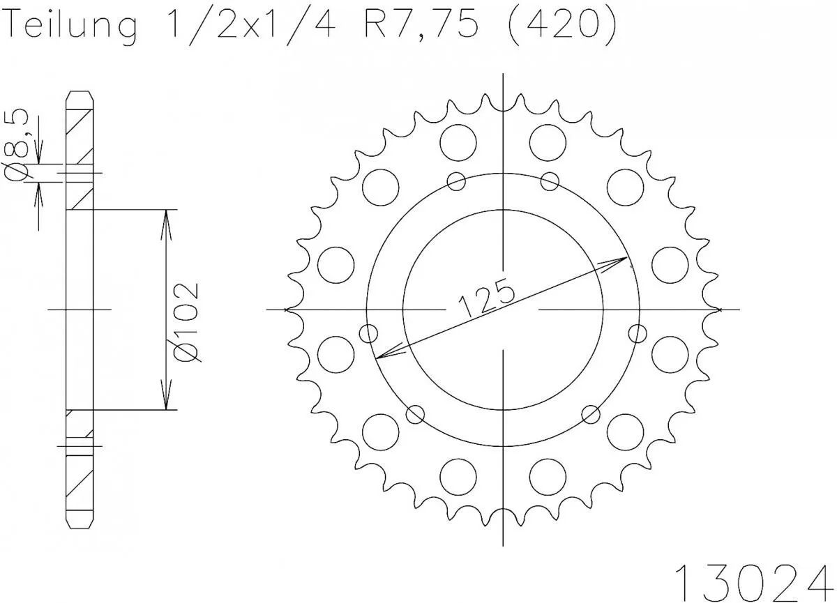 Esjot Sprocket Rear Steel 44T - 420