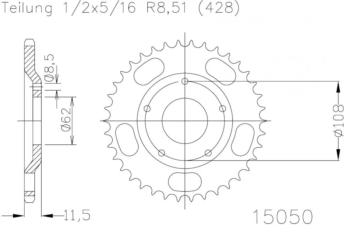 Esjot Sprocket Rear Steel 55T - 428
