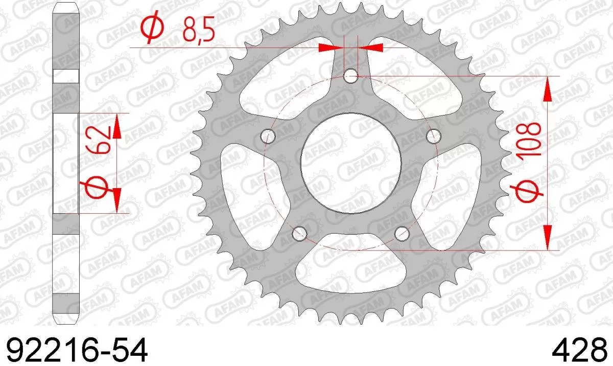 AFAM Sprocket Rear Steel 54T - 428