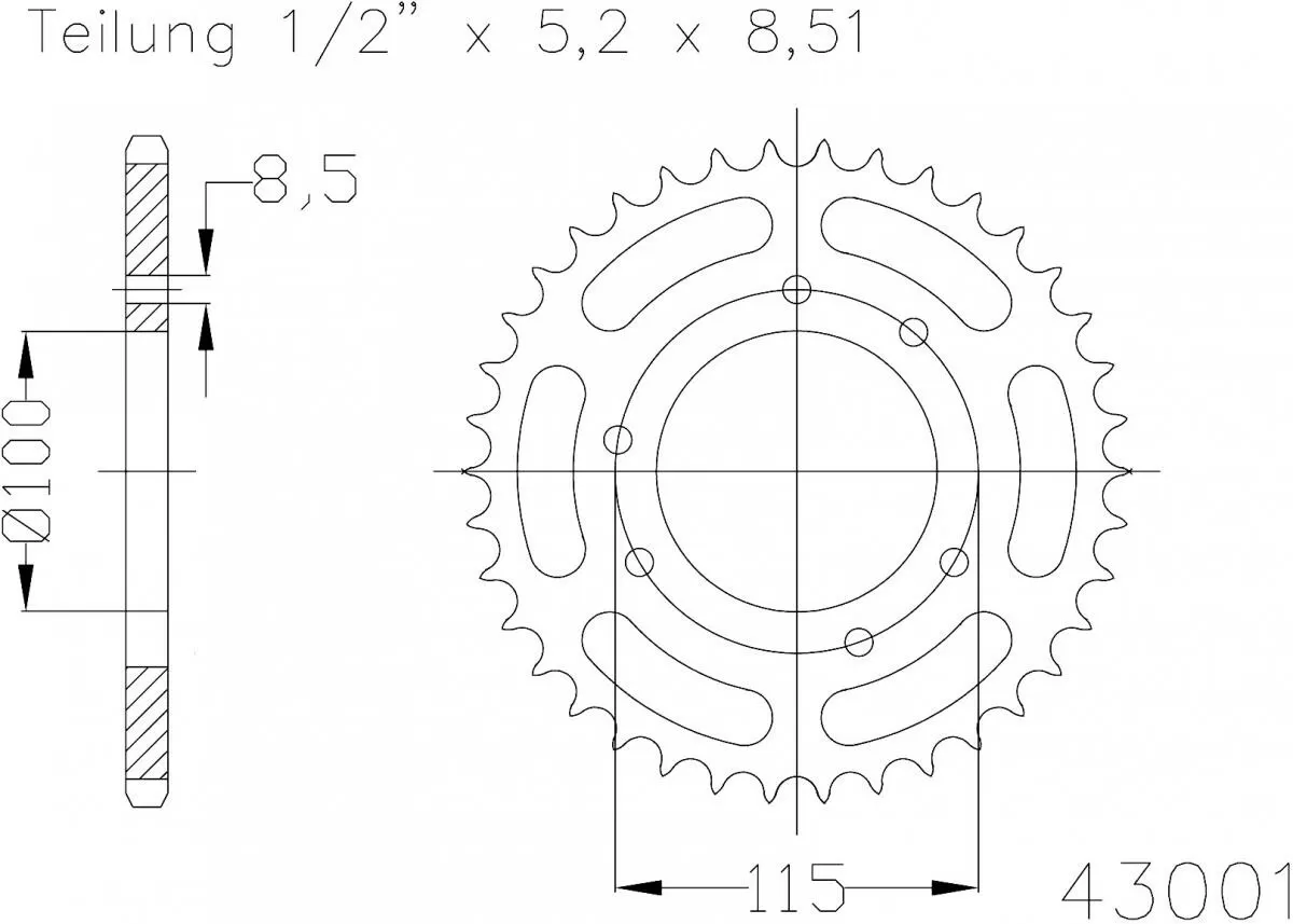 Esjot Sprocket Rear Steel 46T - 420