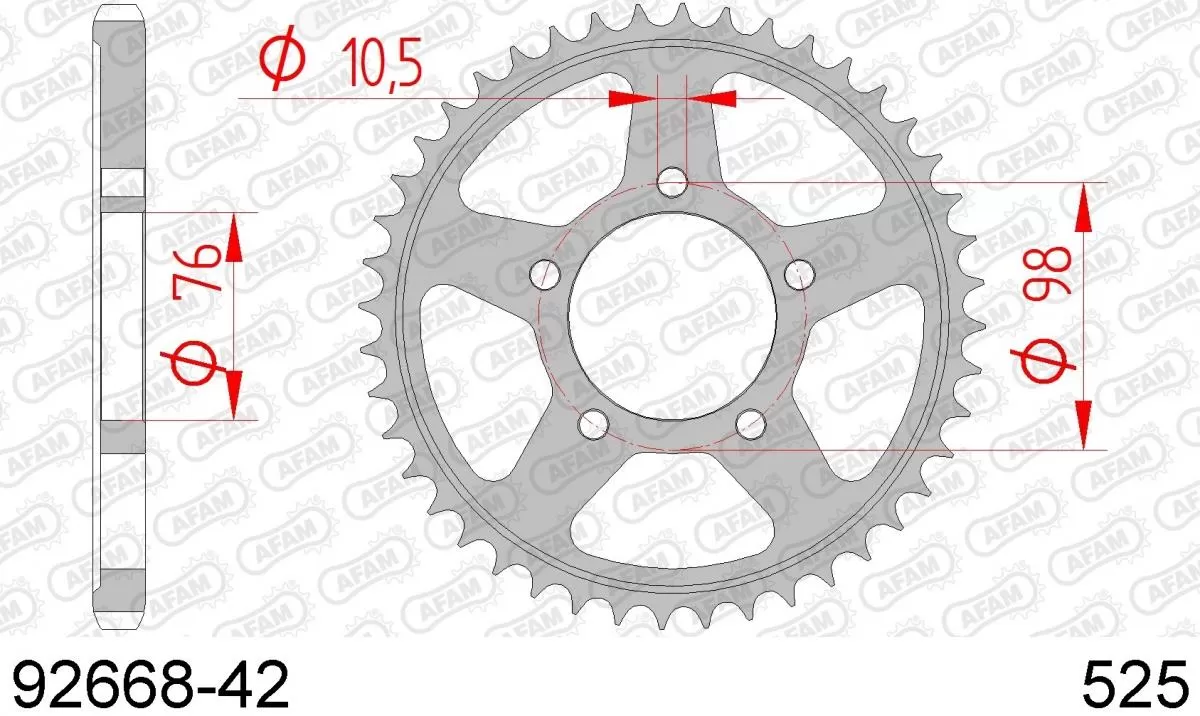 AFAM Sprocket Rear Steel 42T - 525