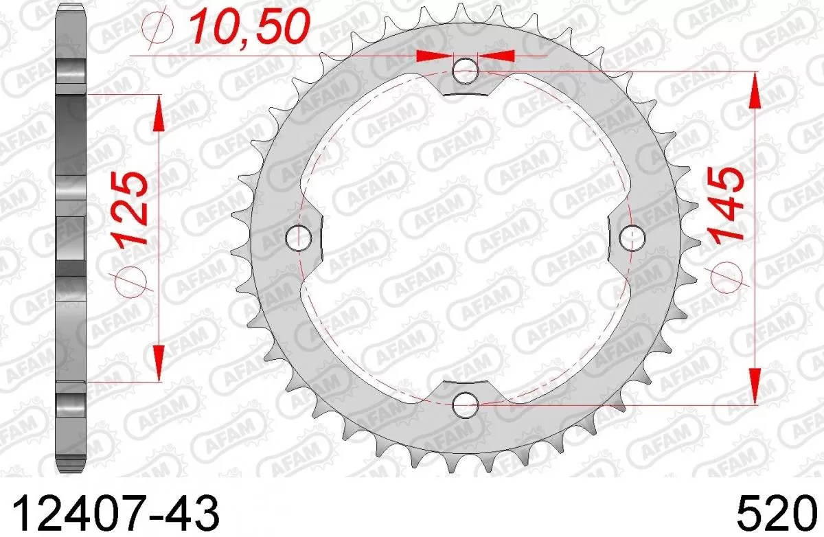 AFAM Sprocket Rear Steel 43T - 520
