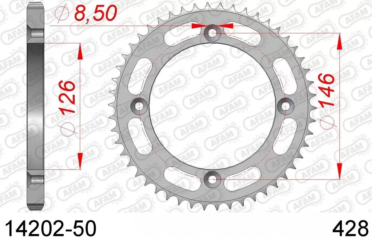 AFAM Sprocket Rear Steel 50T - 428