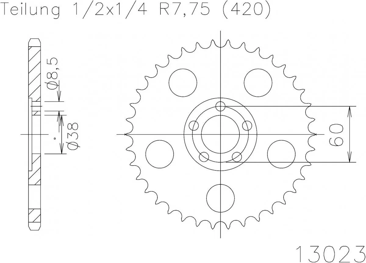 Esjot Sprocket Rear Steel 44T - 420