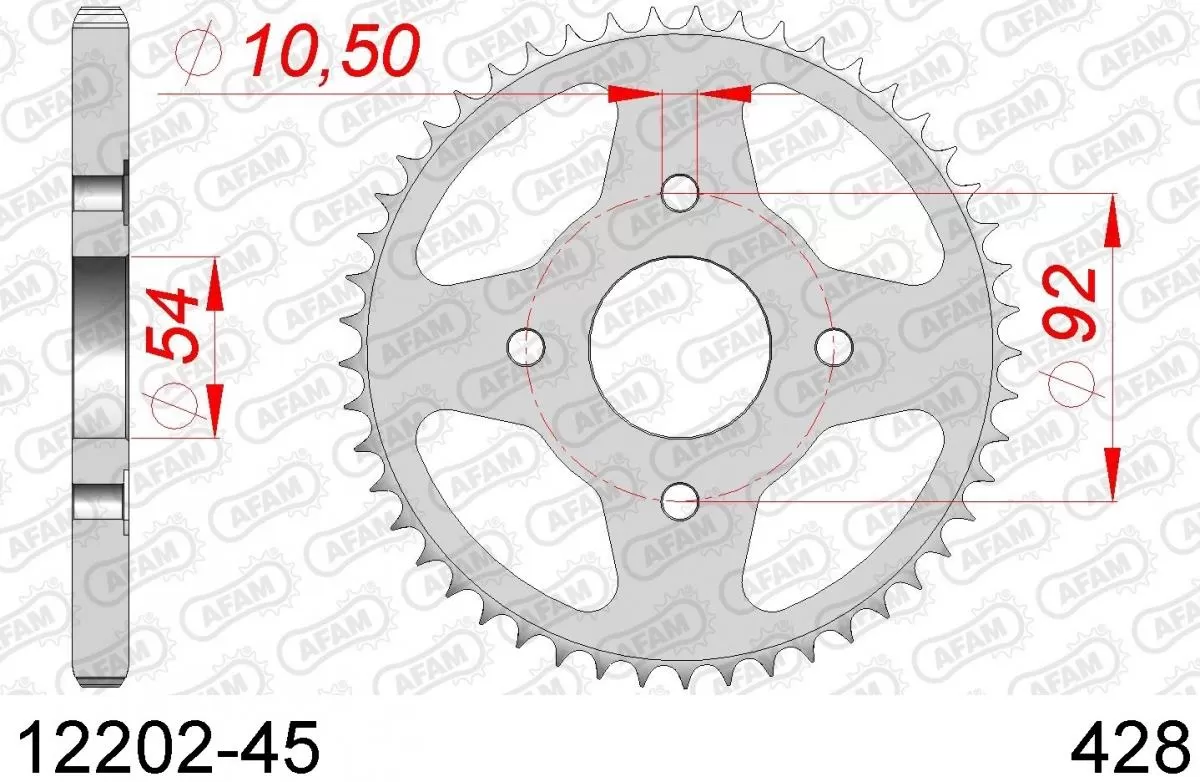 AFAM Sprocket Rear Steel 45T - 428
