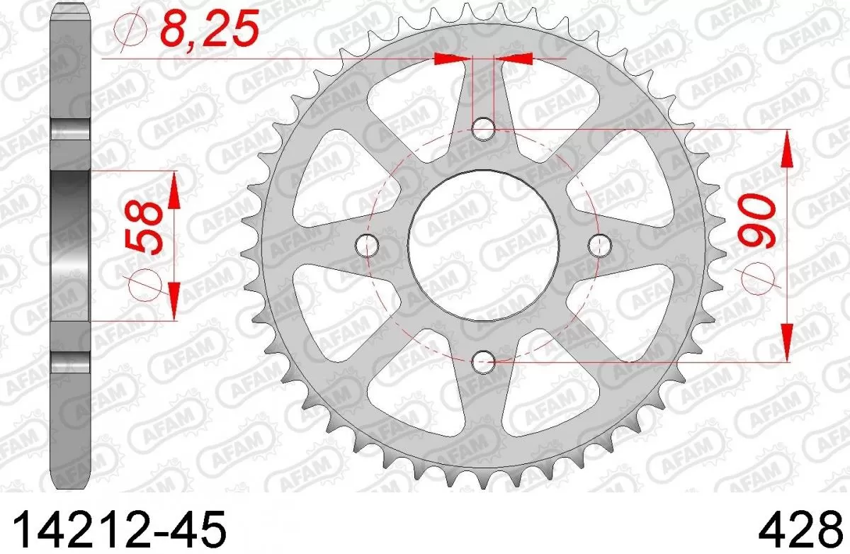 AFAM Sprocket Rear Steel 45T - 428