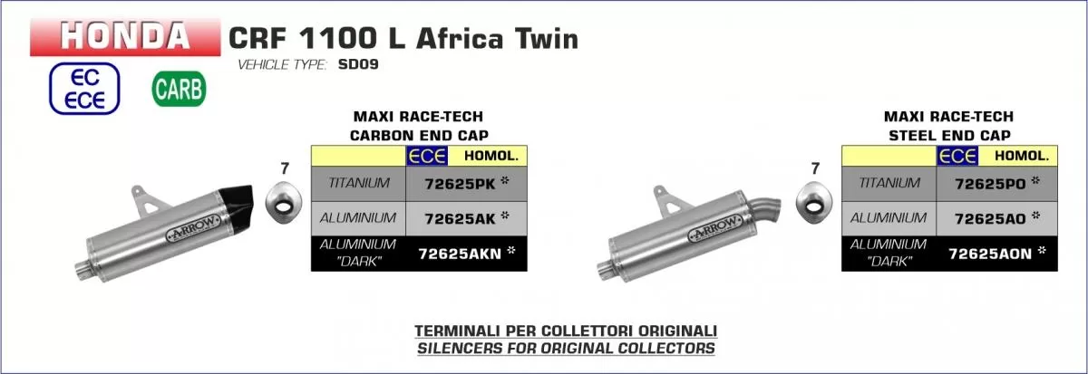 Arrow Exhaust Road 72625PO Maxi Race-Tech EEC